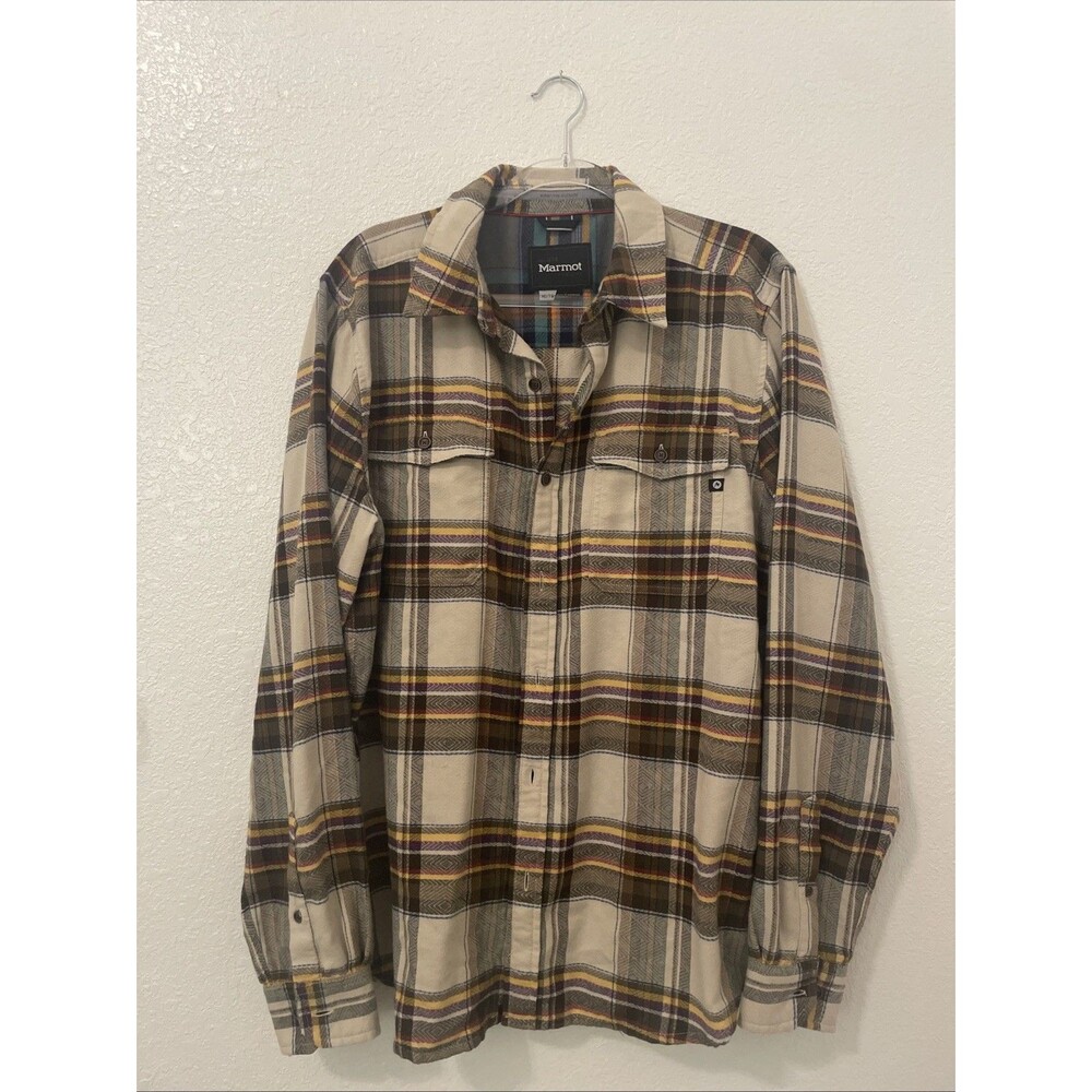 Marmot Shirt Mens XL Top Plaid Flannel Button Up Long Sleeve Outdoor Hiking